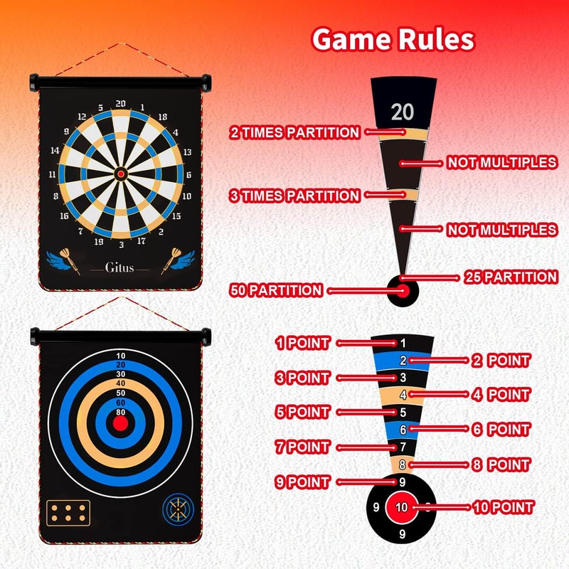 Gitus Magnetic Dart Board Indoor Outdoor Games for Kids with 12 Darts, Gifts for Teenage Boys Teen Boy Gift Ideas Gifts for Boys 8 9 10 11 12 13 14 Years Old Game Room Decor - Image 3